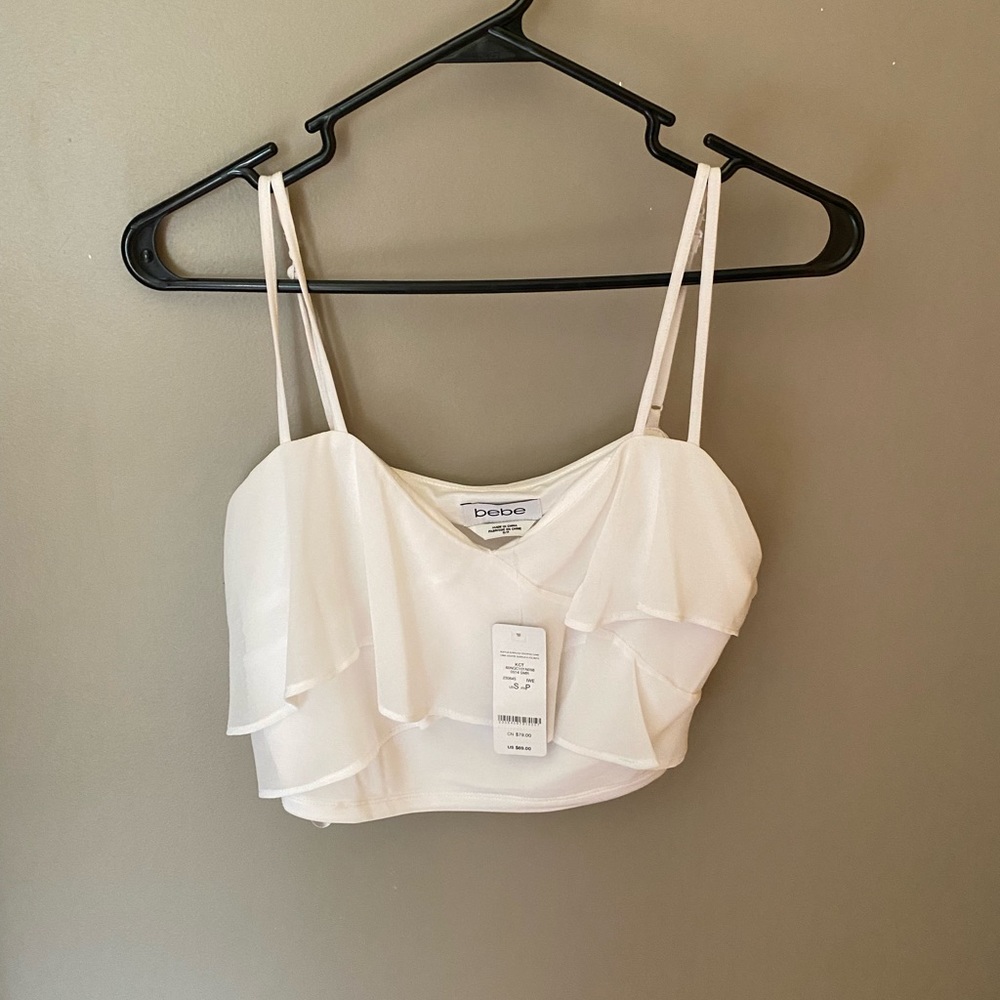 bebe white cropped tank top brand new